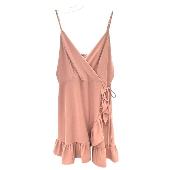 ALTAR'D STATE | Women's Dress Mini Sleeveless Faux Wrap Ruffle L Dusty Rose Pink - Picture 3 of 14